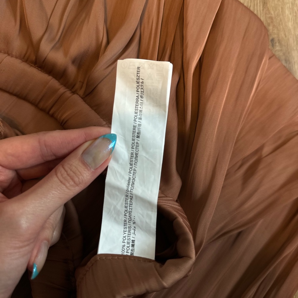 Mango Satin-Look Elastic Waist Wide-Leg Pants in Terracotta - Picture 4 of 5